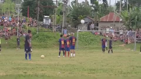 Free kick a villager boy football free kicked viral