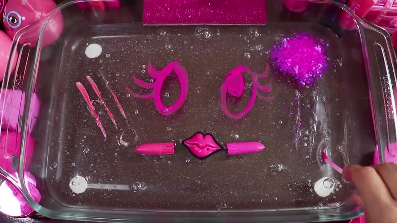 "Big Mega PINK!"Mixing "Neon Pink"Makeup,More Stuff Into slime!Most Satisfying Slime Video.