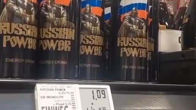 Energy drink sold in German super markets: Russian Power