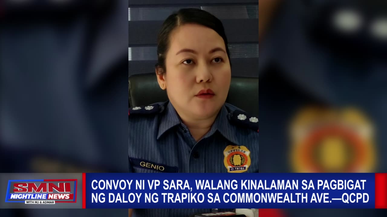 QCPD: Convoy ni VP Sara, walang kinalaman sa pagtigil ng daloy ng trapiko sa Commonwealth Ave.