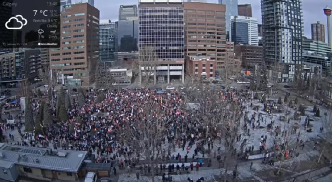 Calgary Trucker Convoy Support Rally - January 20 2029 - live cam footage