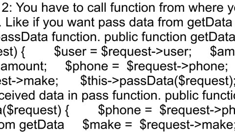 passing data to different functions in laravel