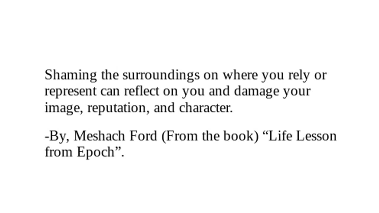 Life Lesson from Epoch