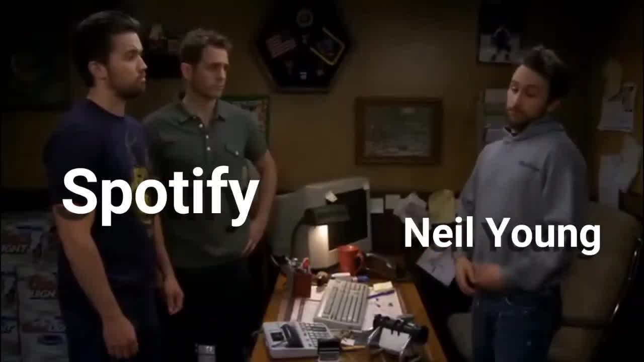 Behind the scenes footage of Neil Young talking to Spotify execs. 🤣🤣🤣