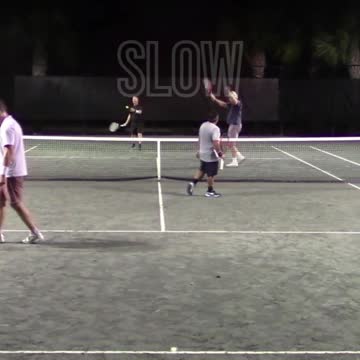 NICE REFLEX VOLLEY AT THE NET FOR A WINNER!