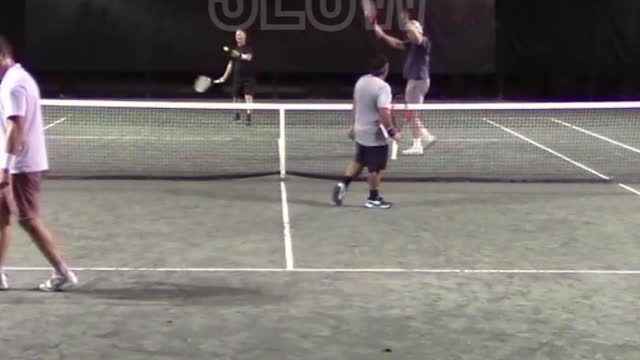 NICE REFLEX VOLLEY AT THE NET FOR A WINNER!