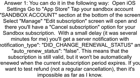 How to cancel Autorenewable subscription by using test user in sandbox environment