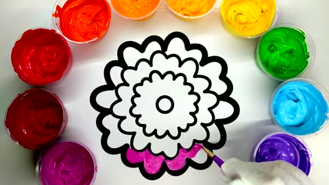 Painting Tree Flower and Sun Coloring Pages for Children to Learn to Color with Paint