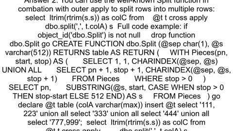 Find unique values in a column of comma separated text