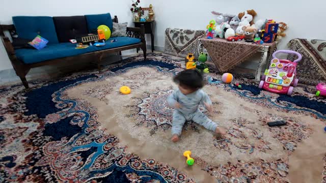 A dance of a cute little boy with romantic gestures