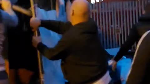 The Communists had to be escorted away from the migrant shanty town in Dublin...