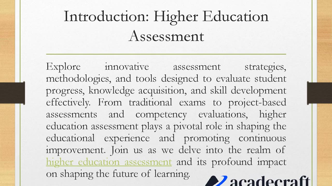 Introduction: Higher Education Assessment