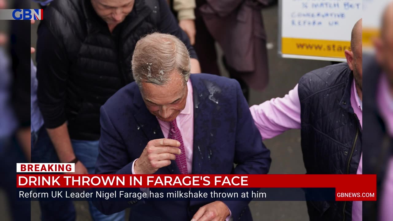 WATCH: Nigel Farage - milkshake THROWN over him in Clacton rallying for Reform Candidacy in election