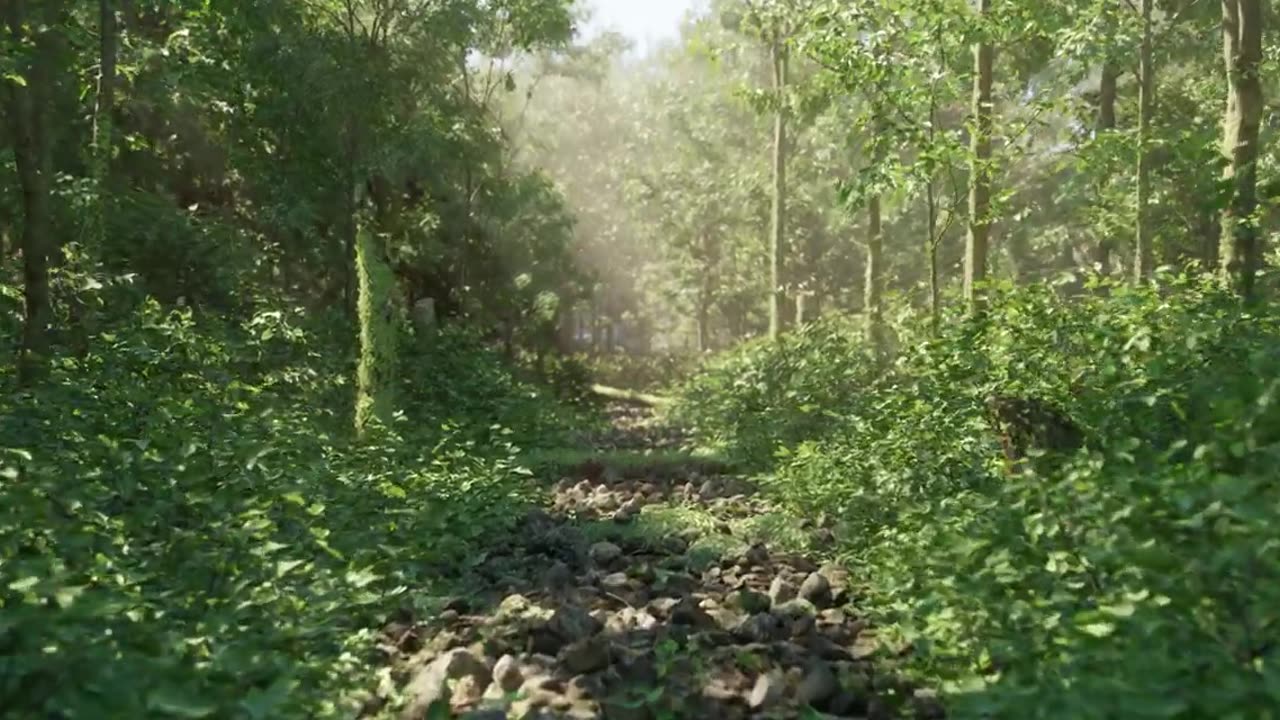 Forest path render with audio -UE5 aesthetic