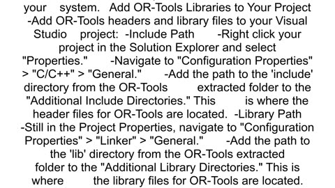 How to install the ORTools C binary distribution in Visual Studio 2022 Win10
