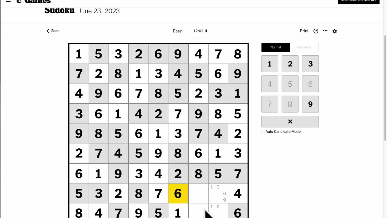 Sudoku 2023-06-23 easy