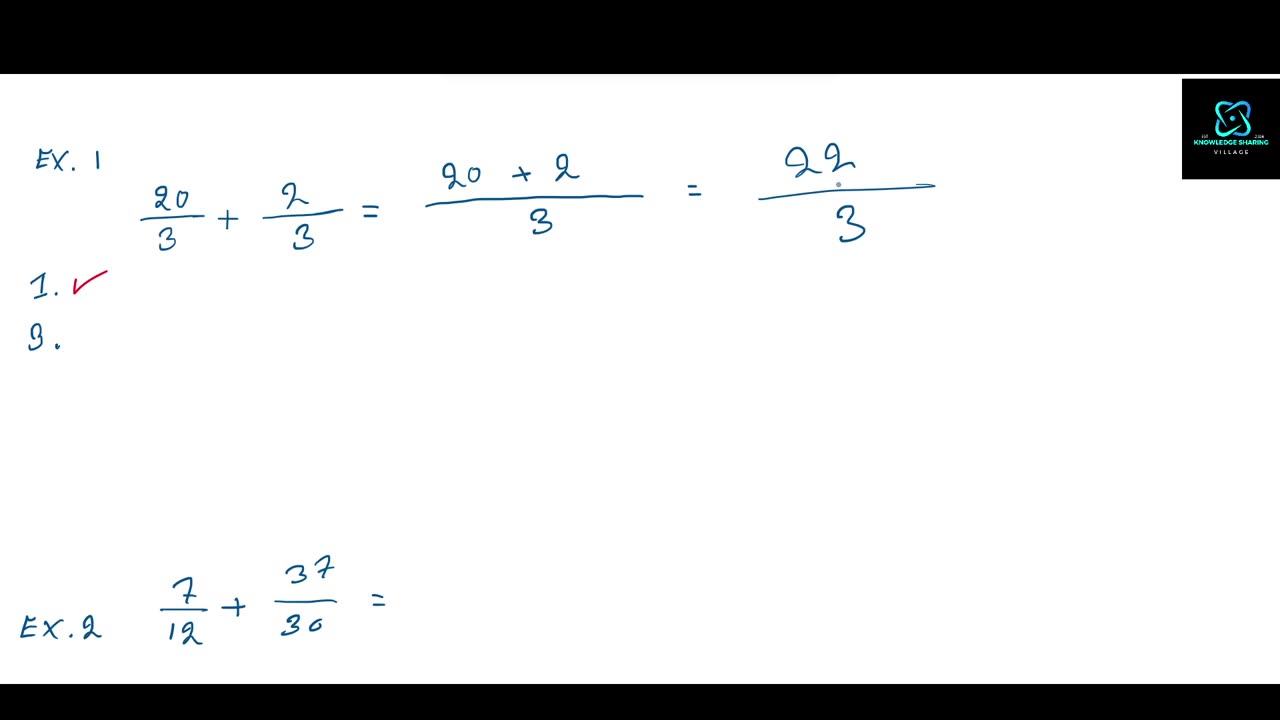 Addition av rationella tal: Part 2: Exempel 1