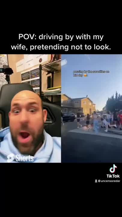 #Reacting to sorority girls while driving by with my wife. POV: I’m not looking! #shorts