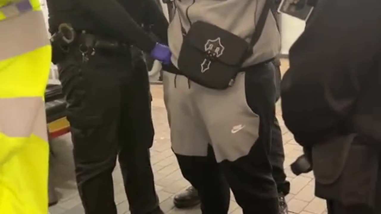 Road man getting arrested for smashing B&M doors in UK #police #UK