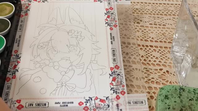 Hand painted an opaque watercolor manuscript 1