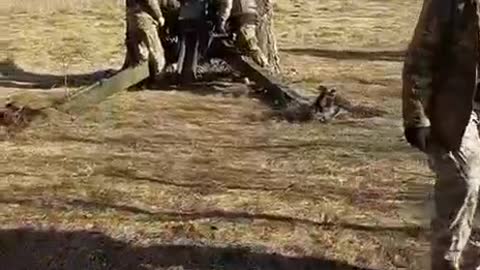 Ukrainian Artillery Firing Field Gun