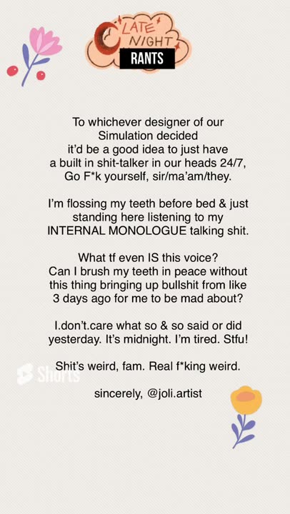 Late Night Rants 1- internal monologues.