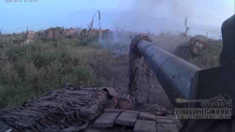 Work of a tank platoon to destroy enemy positions