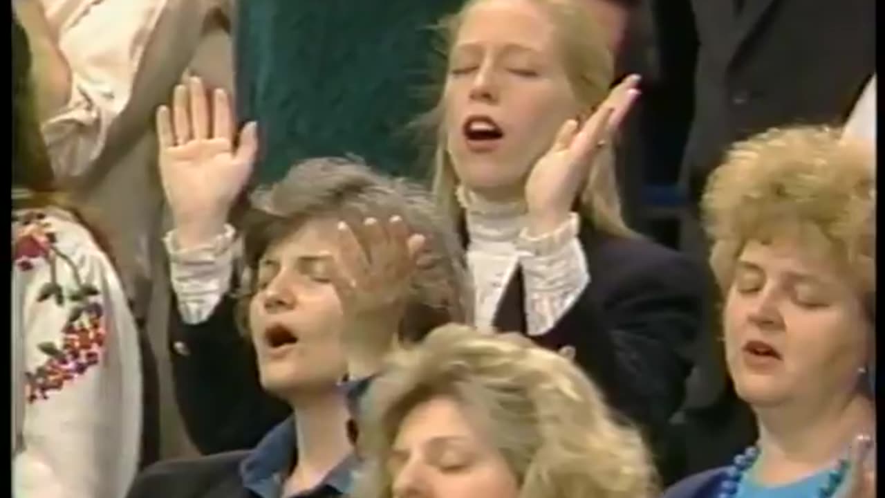 Rev. Bill Cook Leading All-Staff Worship at CBN in 1993 on 700 Club Set