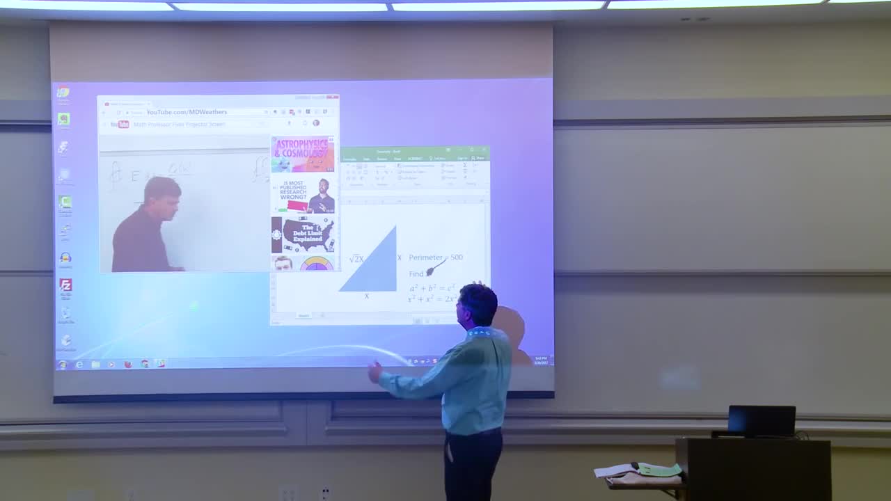 Math Professor Fixes Projector Screen (April Fools Prank)