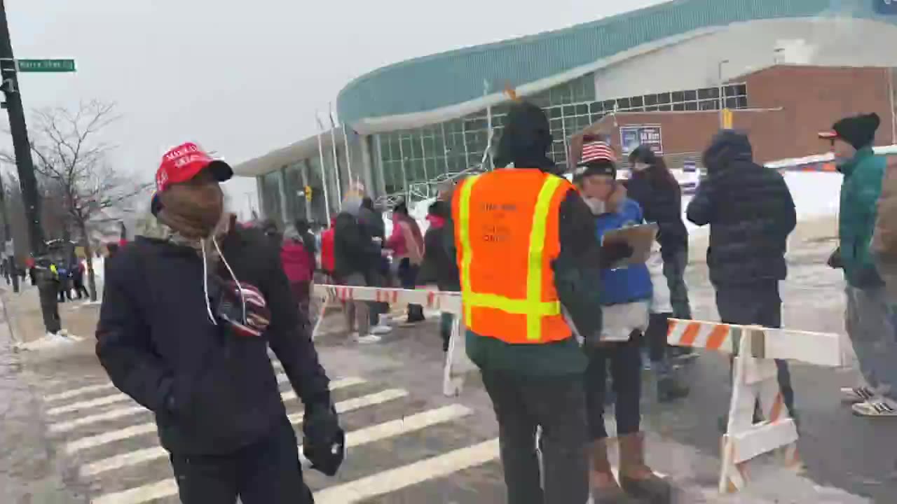 The line to see Pres. Trump keeps getting bigger and bigger in New Hampshire!