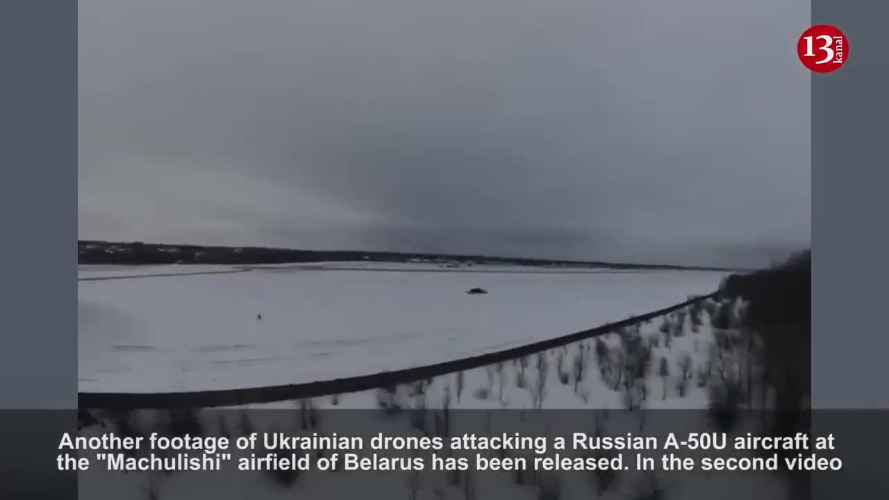 Moment Ukrainian drone attacks airfield in Belarus where Russian planes are stationed -drone footage