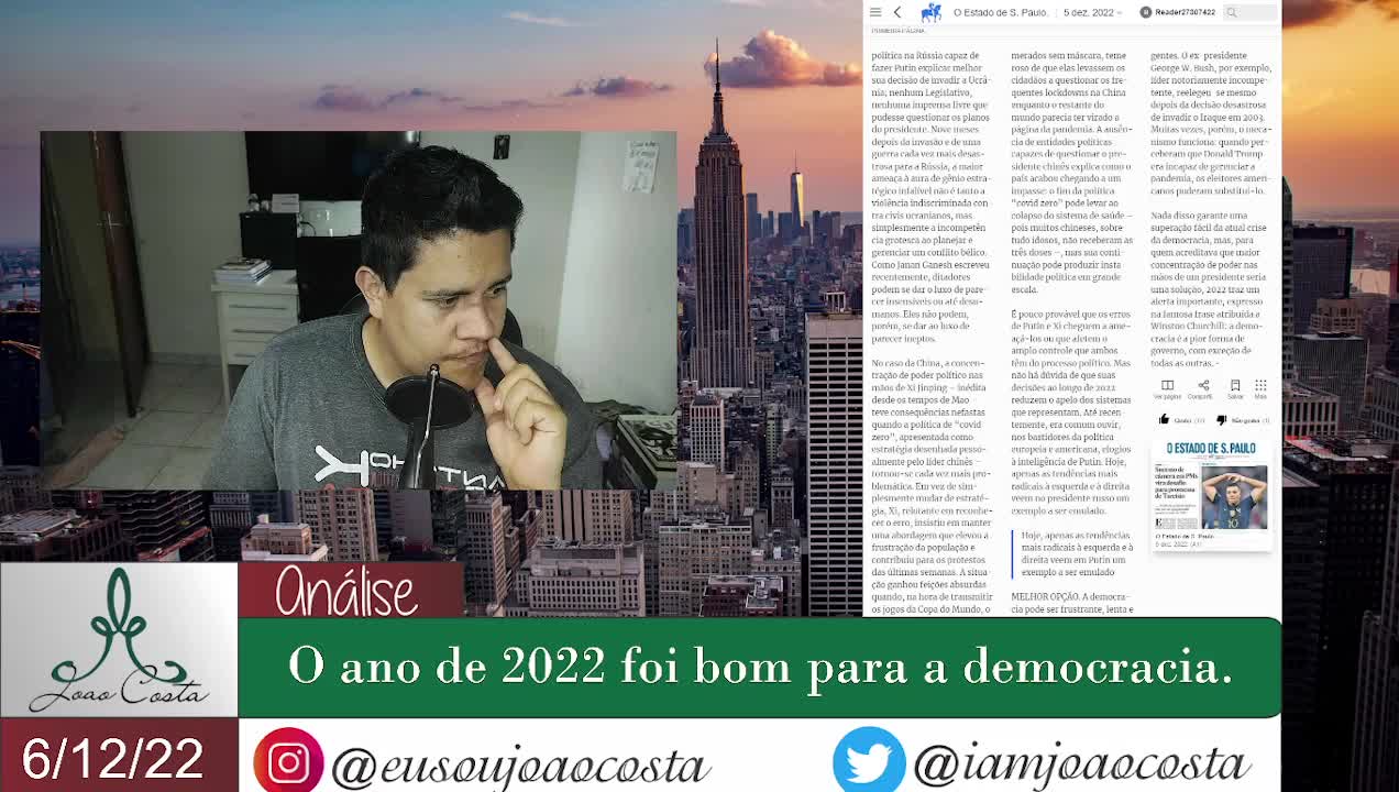 O ano de 2022, foi bom para a democracia