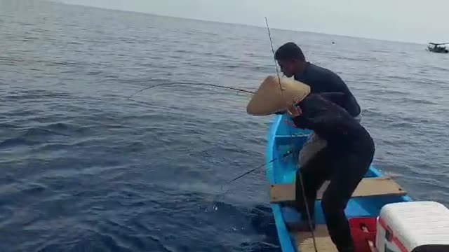 Mancing ikan tenggiri di laut lepas