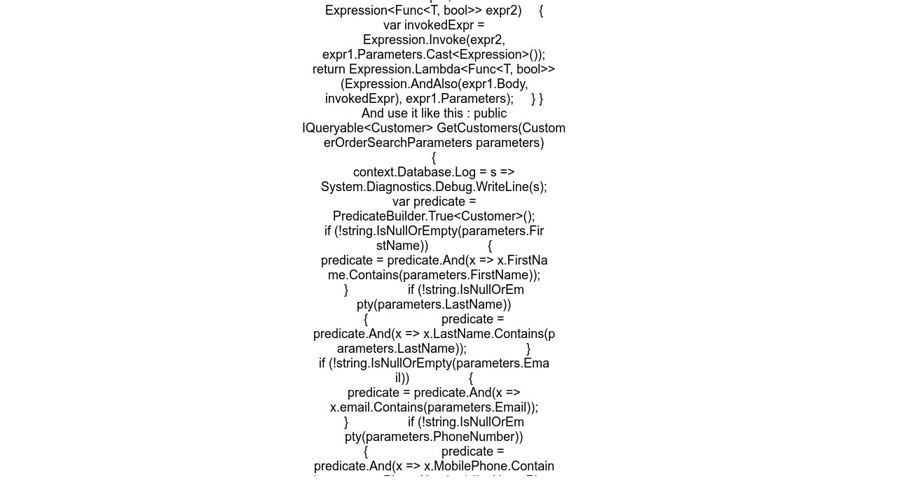 Creating Dynamic Search Queries with Entity Framework Web API using passed in parameters as the sea