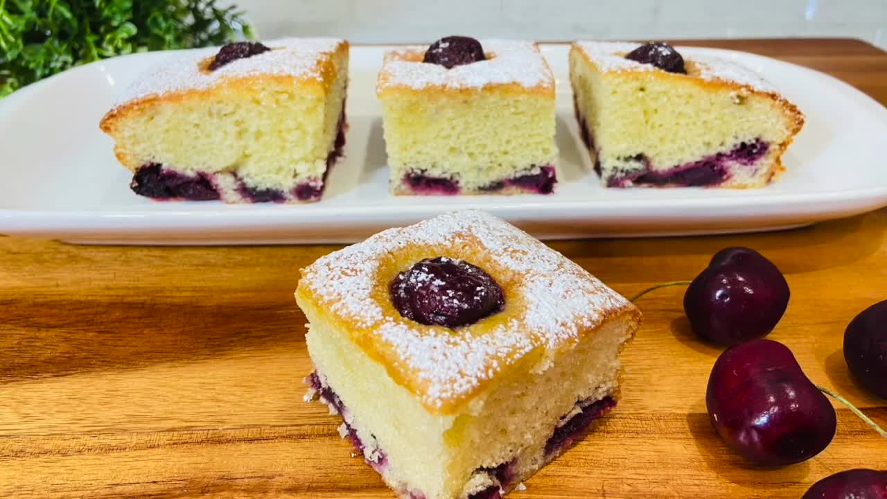 Breakfast Ideas | Cookery | How to Make an Amazing Fresh Sweet Cherry Cake | Easy Recipe