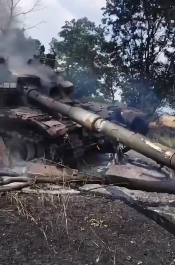 Still Smoldering Russian Tank
