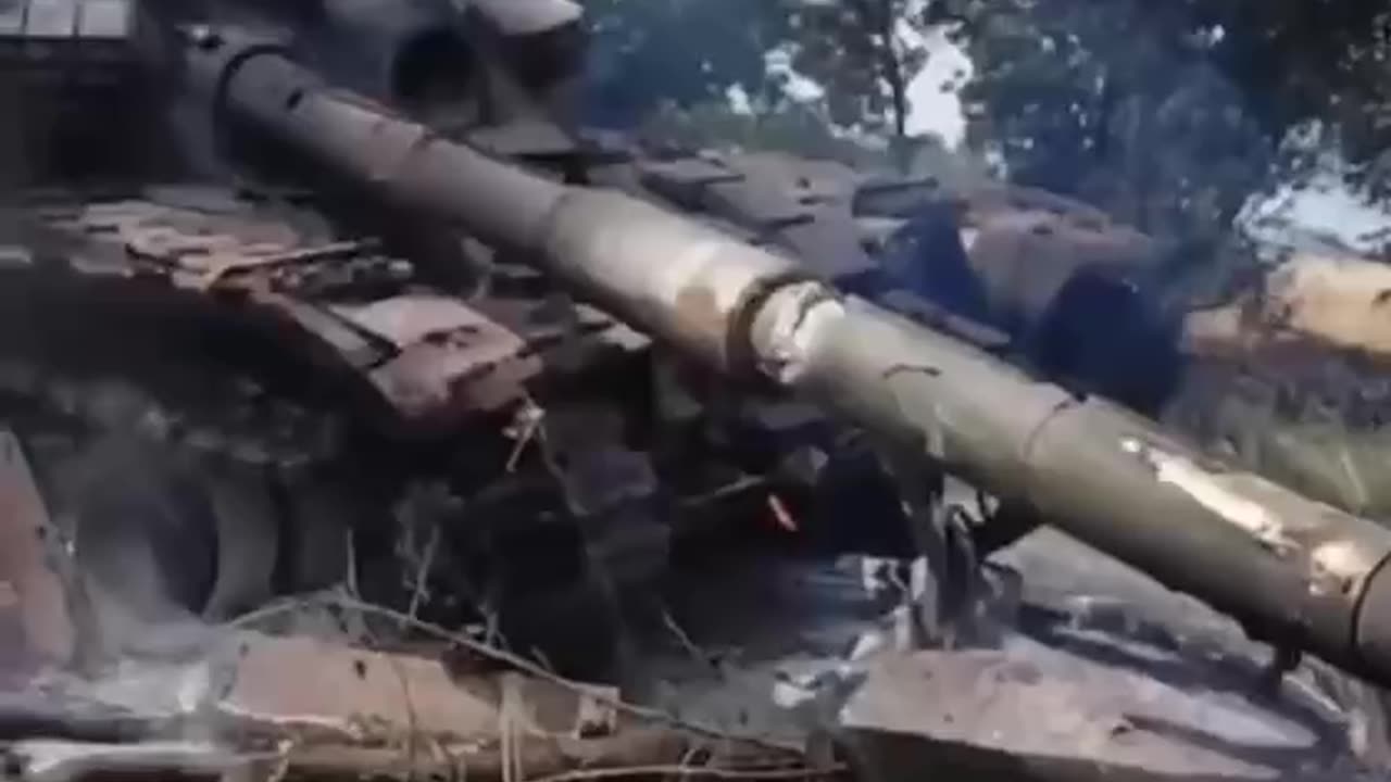 Still Smoldering Russian Tank