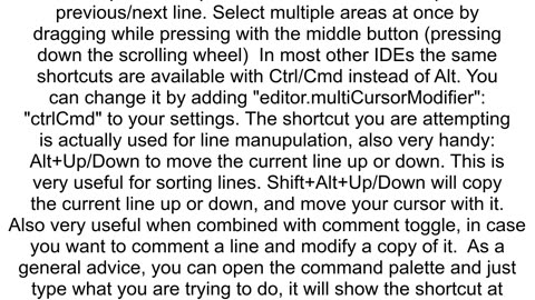 Cursor on multiple lines in VS code