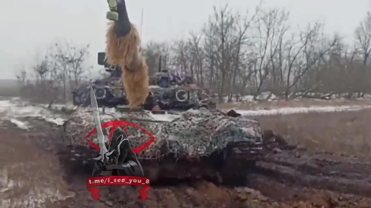 Russian tank digs position itself