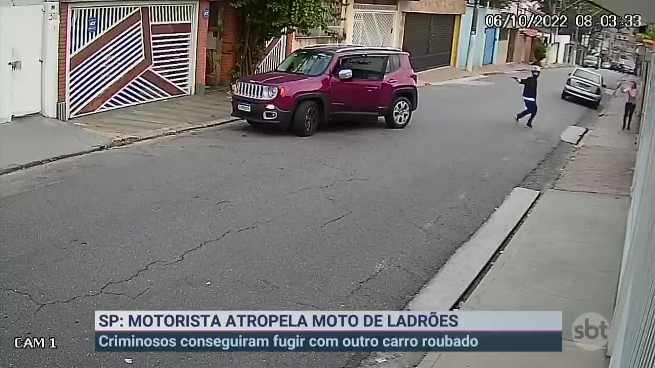 Motorista atropela criminosos que pilotavam moto no ABC Paulista | Primeiro Impacto (07/10/22)