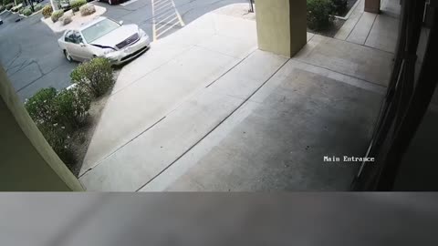 Cameras catch the moment a car flies through a salon window