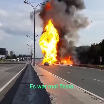 tesla in fire