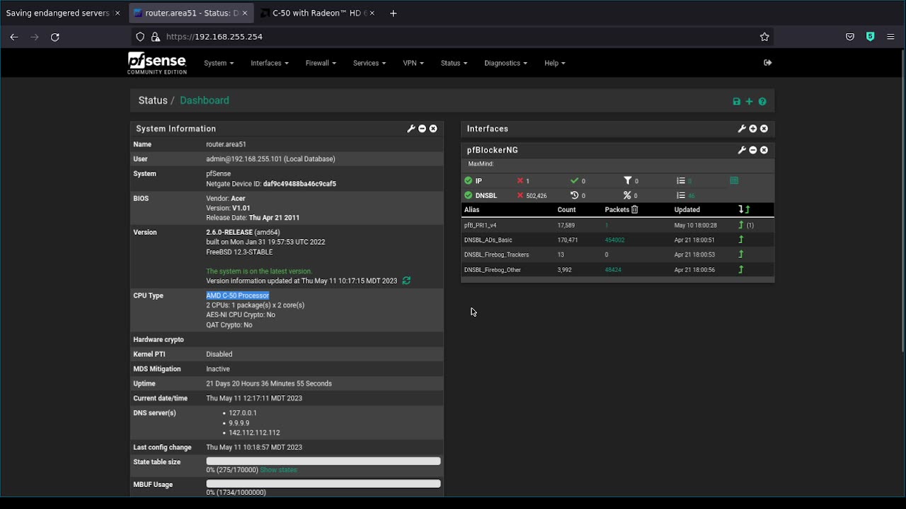 How the pfSense low-end system is doing