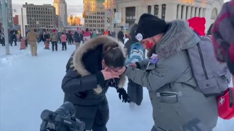 Woman Dealing With Pepper Spray From Police