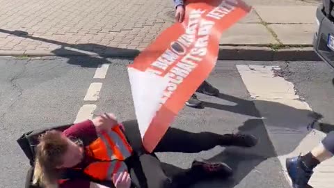 German truck driver goes berserk when his path is blocked by climate extremists