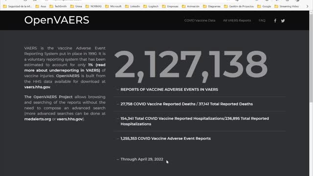 Open VAERS al 29 de abril del 2022