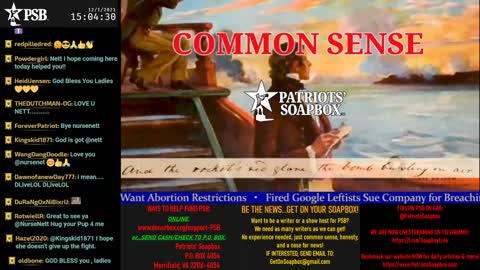 2021-12-01 15:00 EST - The Common Sense Show: with Derek & PATRIOTski