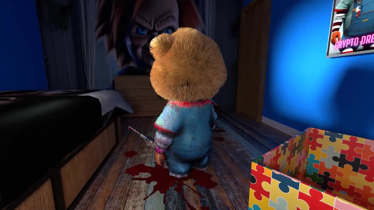 Chucky Toy in Bedroom | 3D Blender Animation