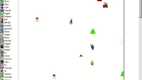 Três jogos de Win 3.11 - Tic Tac Drop, Tripeaks, e Ski Free