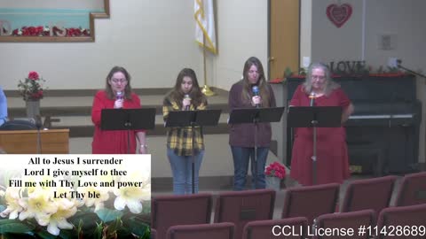 Moose Creek Baptist Church sings “I Surrender All“ During Service 2-13-2022